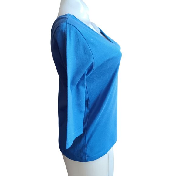 Medium True Vintage V-Neck 3/4 Sleeve Single Stitch 1980's Mom T-shirt Top - Picture 4 of 6